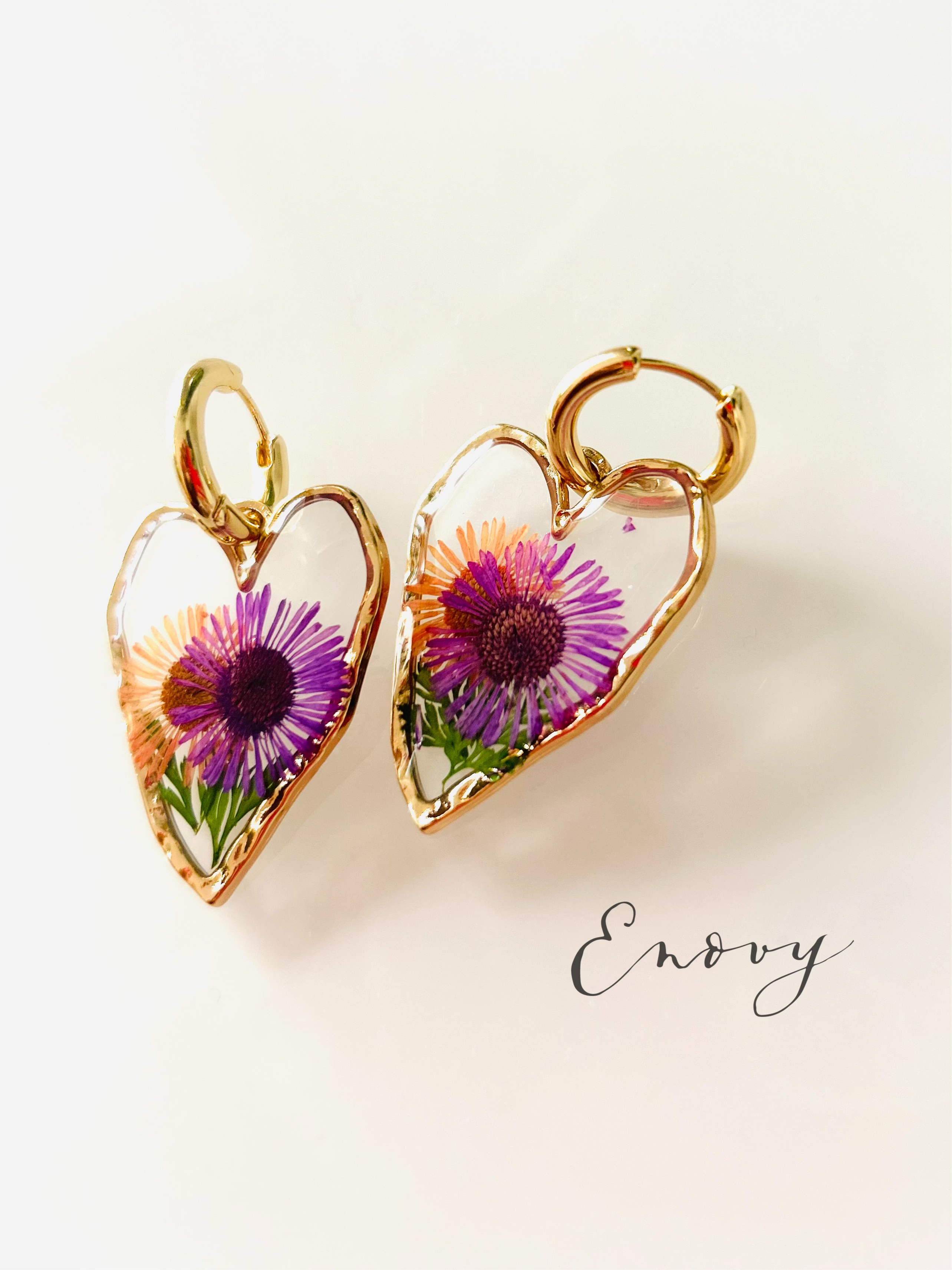 Ohrringe Herzchen mit Trockenblumen