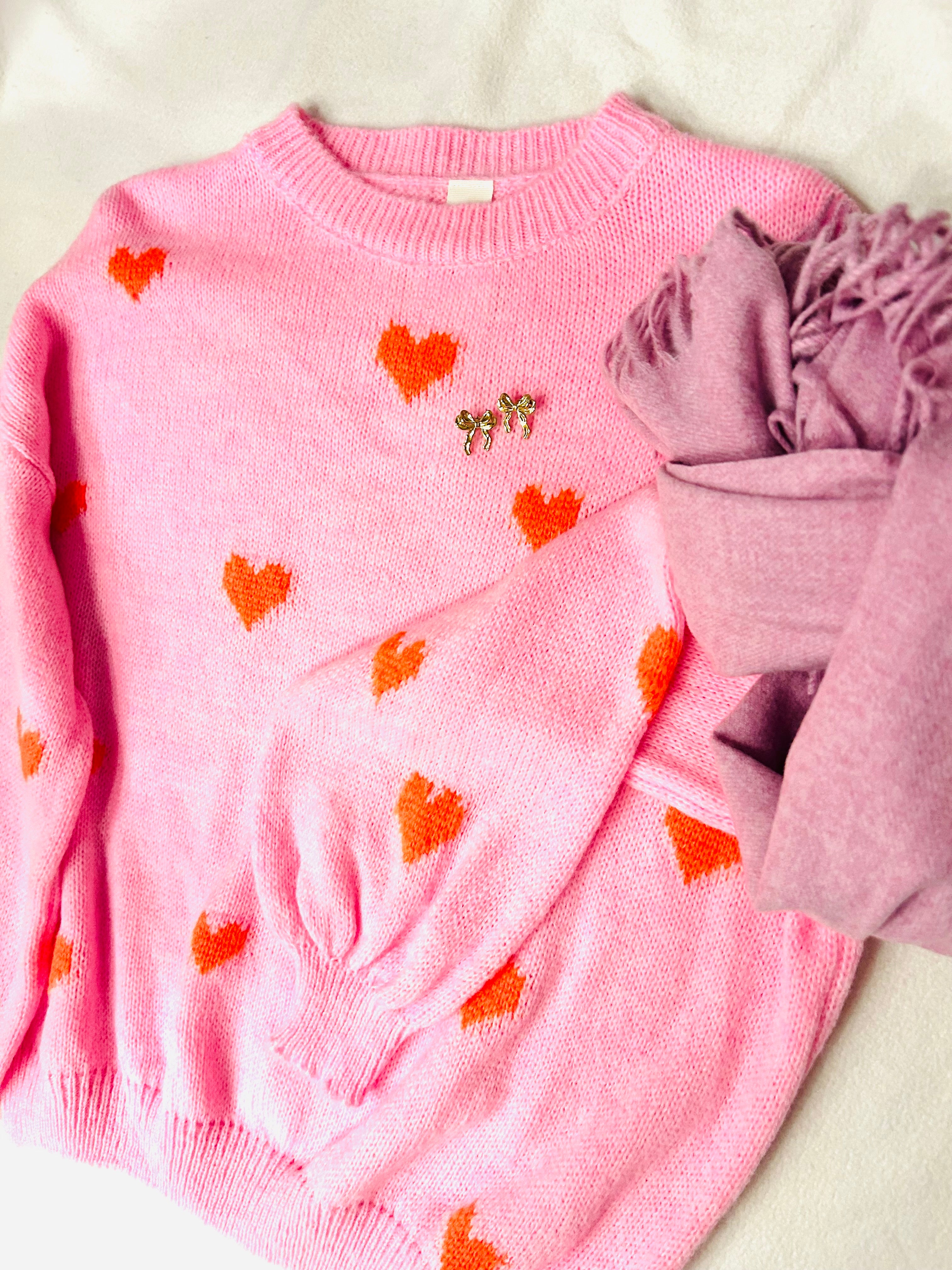 Sofortkauf Kuschelpulli pink mit orangenen Herzchen