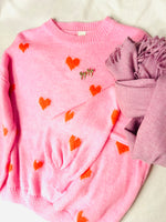 Sofortkauf Kuschelpulli pink mit orangenen Herzchen