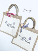 Jutetasche mit Wunschtext personalisierbar von Enovy-Kindermode