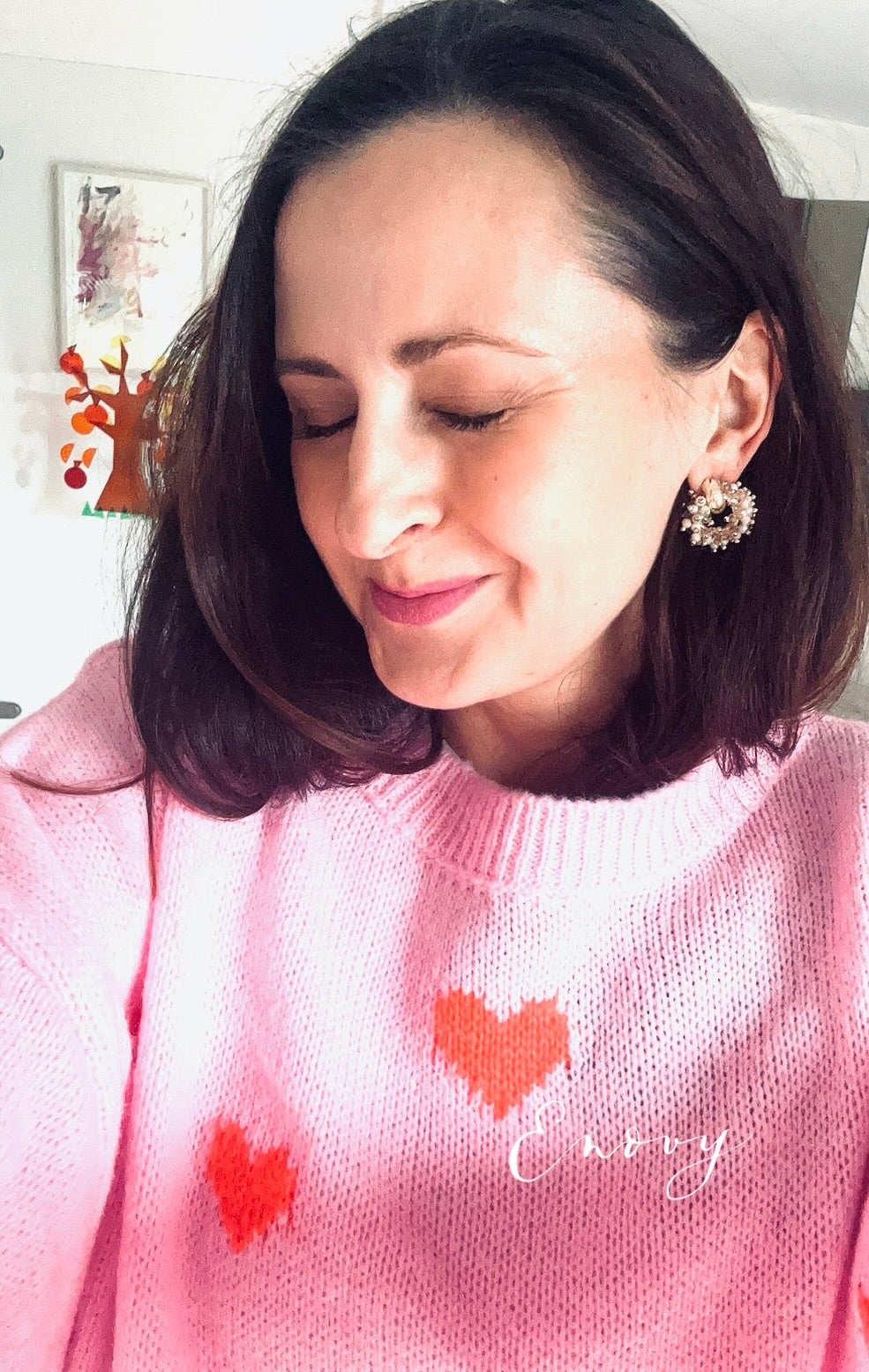 Sofortkauf Kuschelpulli pink mit orangenen Herzchen