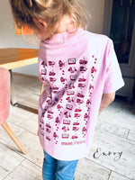 mon|heim Kindershirt rosa mit Monheimer Icons 